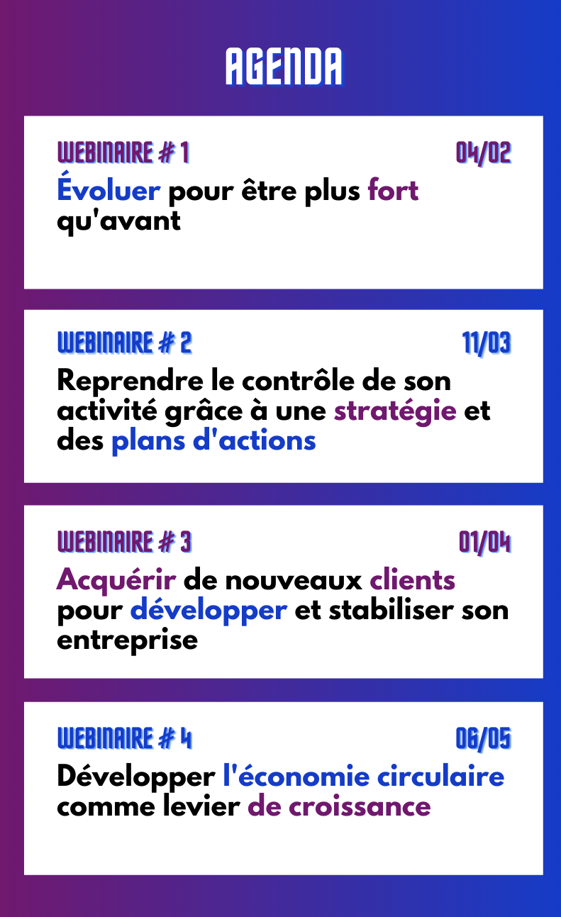 Agenda du cycle de webinaires
